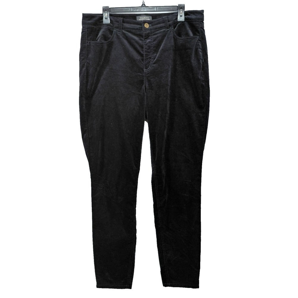 Talbots Flawless Five Pocket Velour Jegging Women's 14L Black Tall Comfort